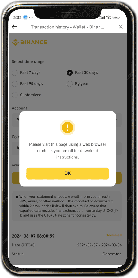 binance messaggio
